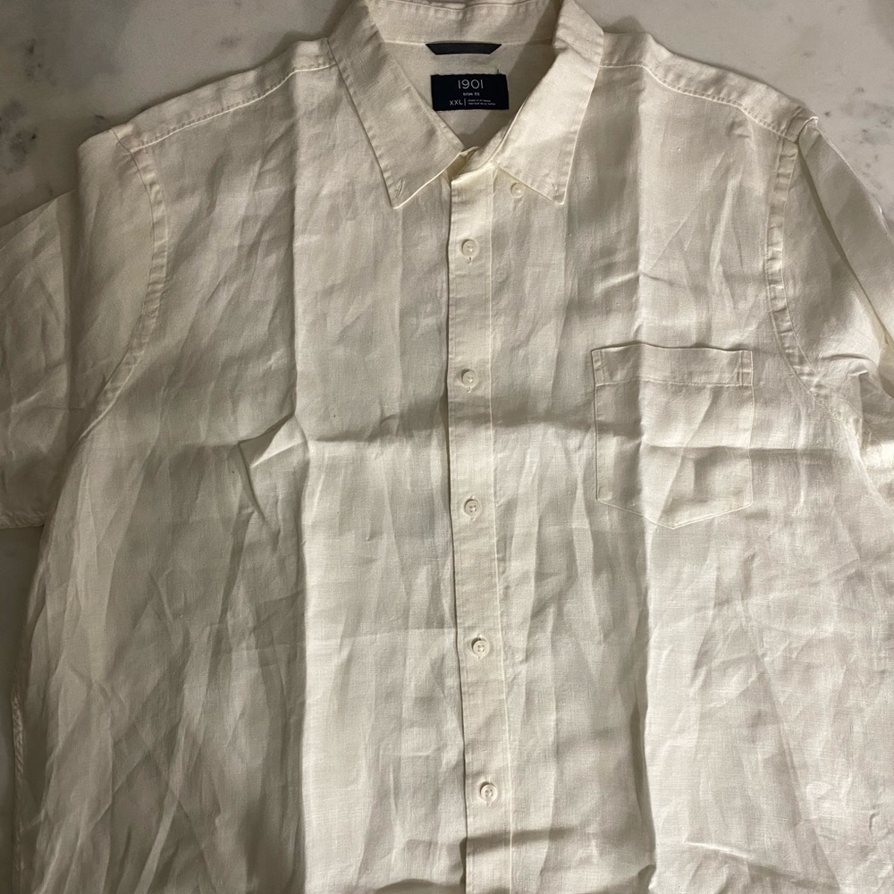 1901 by Nordstrom white/cream linen SL XXL trim